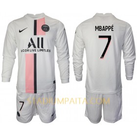 Virallinen pelipaita Paris Saint-Germain Kylian Mbappé 7 Vieras 2021-22 Pitkähihainen - Lasten( + Lyhyet housut )